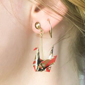 Paper Crane Earrings